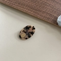 French retro oval tortoiseshell acetate hair clip with vintage gold metal logo plaque - 7# Light Leopard with Gold Tag