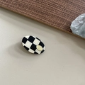 French vintage acetate oval hair clip with black and white checkerboard and gold logo - 6# Checkerboard with Gold Tag