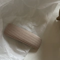 Minimalist beige twill fabric snap hair clip for women on elegant white paper background - 4# Off-white Twill