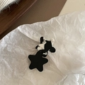 Fermagli per capelli a forma di stella in acetato nero e con motivi marmorizzati - Stile a Doppia Stella / Marmo Bianco e Nero