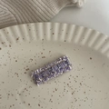 Fermaglio per capelli a quadri viola e bianchi con paillettes su vassoio - Stile con Paillettes e Frange con Trama Viola (7#)
