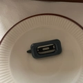 Cute dark blue square BB hair clip with glossy finish on a white ceramic tray - Rectangle Style / Dark Blue