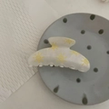 Large cream hair claw clip with yellow sun flower patterns and secure interlocking teeth - Yellow Sun Style