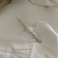 Détail d'une pince à cheveux minimaliste en acétate blanc noué sur un support en tissu - 1# Blanc Argenté