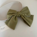 Übergroße olivgrüne Satin-Haarschleife mit Kristallverzierung und Federclip-Verschluss - Olivgrün