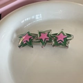 Cute blue textured star hair clip with green glitter and pink stars for girls - 5# Green Pentagram Style