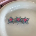 Three blue glitter star hair clips with pink matte cores and durable metal snap grip - 6# Blue Pentagram Style