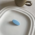 Pasador de pelo ovalado mate azul claro minimalista en una bandeja de cerámica blanca - Azul Claro (1#)