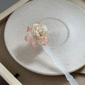 Elegante fermaglio per capelli con fiore in tessuto e bastoncino in resina Hanfu - Fiori Rosa