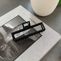 Pinza per capelli rettangolare vuota nera opaca per donna in stile vintage francese minimalista - Quadrato Grande / Nero