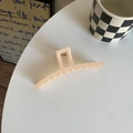 Minimalist jelly pink hair claw clip in resin material on a clean aesthetic desk setup - Creamy White Long Bar
