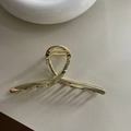 Pince à cheveux minimaliste 14 cm en métal doré avec un élégant design croisé et courbé - Style Épais Or Brillant
