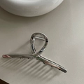 Pince à cheveux en métal argenté brillant avec design torsadé pour femmes - Style Épais Argent Brillant