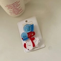 Dettaglio del set di fermagli natalizi con motivi di orso polare e sfera di cristallo - Set da 3 Pezzi Palla di Cristallo Blu di Natale (6#)