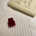 Elegant wine red flocked hair claw clip for women on a cozy white quilted fabric backdrop - Flocked Square Triangle Claw Clip / Red