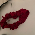Elegant deep red satin pleated headband with a high crown glossy retro finish - 1#Red