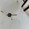 French vintage gold hair clip with blue fabric circle and white pearls for women - Blue Square Pearl Duckbill Clip
