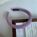 Padded purple textured fabric headband with Hand Made label on wooden display box - Purple
