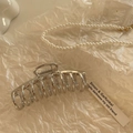 Pinza per capelli in metallo argento lucido con design geometrico a croce su carta vintage - Stile Grande Osso di Drago (1#大号龙骨)