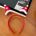 Festive red Christmas headband with mini Santa hats and white snowflake patterns - Christmas Hat Spring Headband (36#)