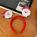 Festive red Christmas headband with cute spring-mounted Santa Claus dolls for party decor - Snowflake Hat Santa Spring Headband (37#)
