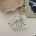 Franse chiffon haarelastiek met groene stippen voor een elegante paardenstaart - Wit Gaas Groene Stippen (5#)