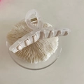 Elegant French style pastel pink macaron hair claw clip for women's hairstyling - White Spliced Cross