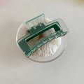 Pinza per capelli francese verde scuro traslucido con design rettangolare e stile minimal - Verde Giunzione Quadrata