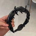 Elegant black twist headband with mini clips and sparkling rhinestones for hair styling - Black