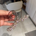 Pinza per capelli a cuore con cristalli marroni e strass per acconciature eleganti - Viola Chiaro