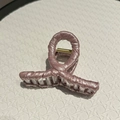 Elegant dusty pink fabric hair claw clip with satin finish and golden spring detail - Small / Pink