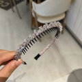 Cerchietto viola glitterato con strass, cristalli sfaccettati e denti antiscivolo - Viola