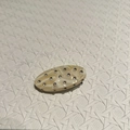 Dettaglio di fermaglio per capelli ovale in acetato marmorizzato con strass brillanti - Beige