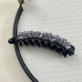 Large black banana hair clip with purple crystal embellishments for ponytails - Purple Crystal