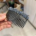 Peine de pelo minimalista de cristal antideslizante con cuentas de color gris azul - Azul Real