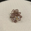 Exquisite crystal flower hair claw with purple beads and gold metal tassels for women - Small Purple