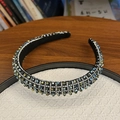 Diadema ancha de lujo con cristales multicolores y pedrería para mujer - Azul Real Negro