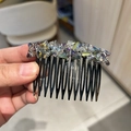 Peineta de cristal brillante para peinados de moño con elegantes piedras de estrás - Verde Degradado