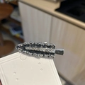 Lussuosa molletta per capelli fatta a mano con cristalli grigi e strass chiari su base nera - Fermaglio in Strass di Cristallo senza Traccia