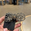 Exquisite handmade crystal bow hair clip with grey beaded design on a gold wire base - Premium Grey