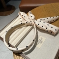 Diadema retro francesa de lunares con lazo en satén rosa crema para mujer - Estilo Lazo de Lunares / Beige