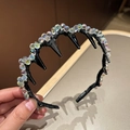 Elegante cerchietto in stile coreano con perline iridescenti e denti a pettine antiscivolo - Bianco Sirena
