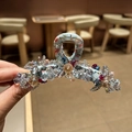 Elegante pinza per capelli a fiori blu con perline colorate e cristalli scintillanti - Fantasia Floreale Blu