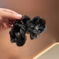 Romantische zwarte mesh bloem haarklemmen met strass-steentjes voor elegante dameskapsels - Dubbele Bloemenstijl / Zwart