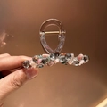 Handmade colorful crystal hair claw clip with elegant gemstone beads on acrylic - Gray