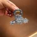 Elegante pinza per capelli in tessuto grigio argento con perline di cristallo e metallo - Azzurro