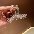 Elegant acrylic hair claw clip with clear floral rhinestones and gold metal spring - Light Purple