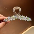 Détail de pince à cheveux de luxe avec perles en cristal colorées et strass brillants - Vert Multicolore
