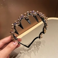 Eleganter schwarzer Haarreif mit Champagner-Kristallen und Zähnen für Damenhaarschmuck - Lila