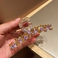 Elegante molletta per capelli grande stile coreano con cristalli viola e ambra da donna - Viola